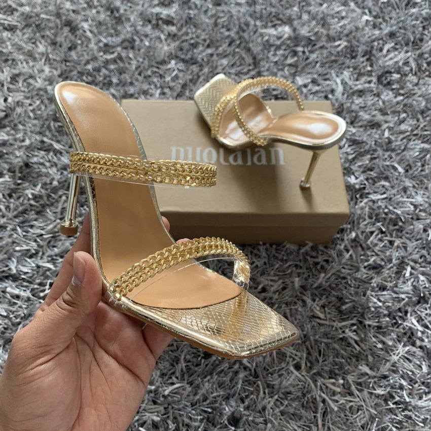 Chain Design Slip On Sandals