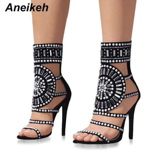 Aneikeh Rhinestone High Heel Sandals