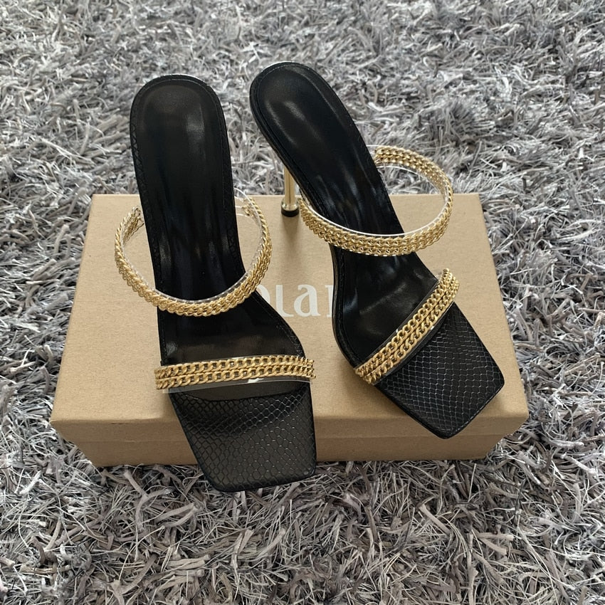 Chain Design Slip On Sandals