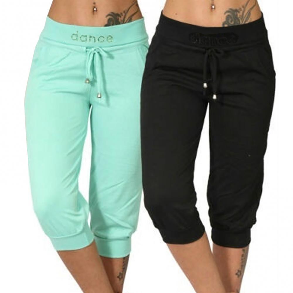 Low Rise Drawstring Pockets Capri Joggers