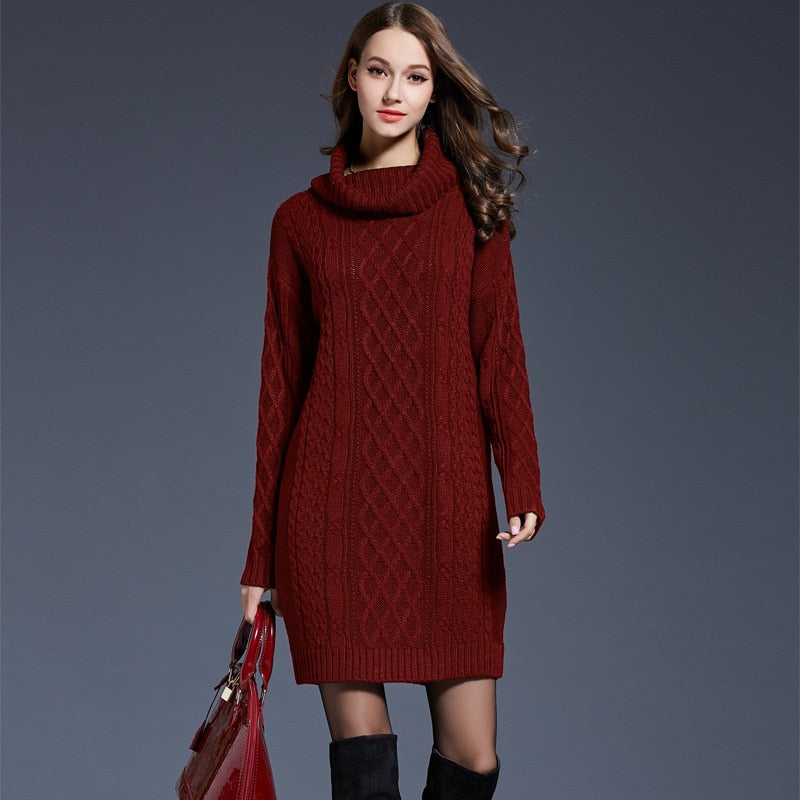 Cowl Neck Oversized Sweater Dress