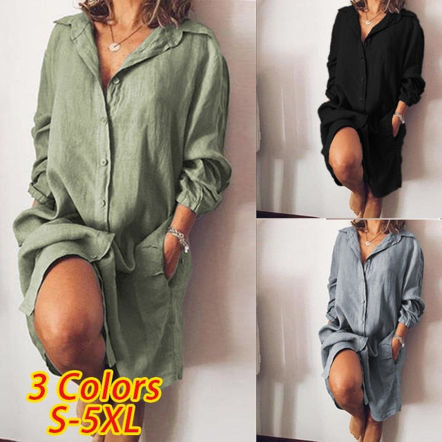 ZANZEA Long Sleeve Blouse Dress