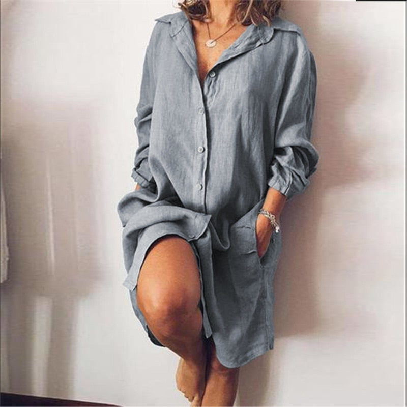 ZANZEA Long Sleeve Blouse Dress