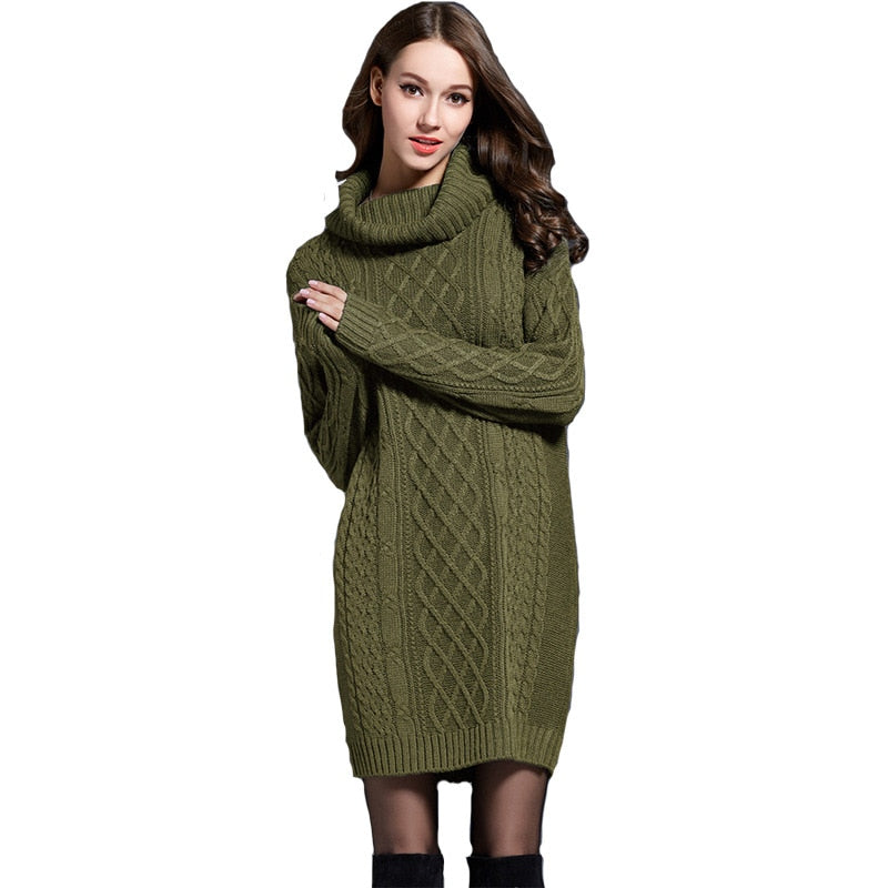 Cowl Neck Oversized Sweater Dress