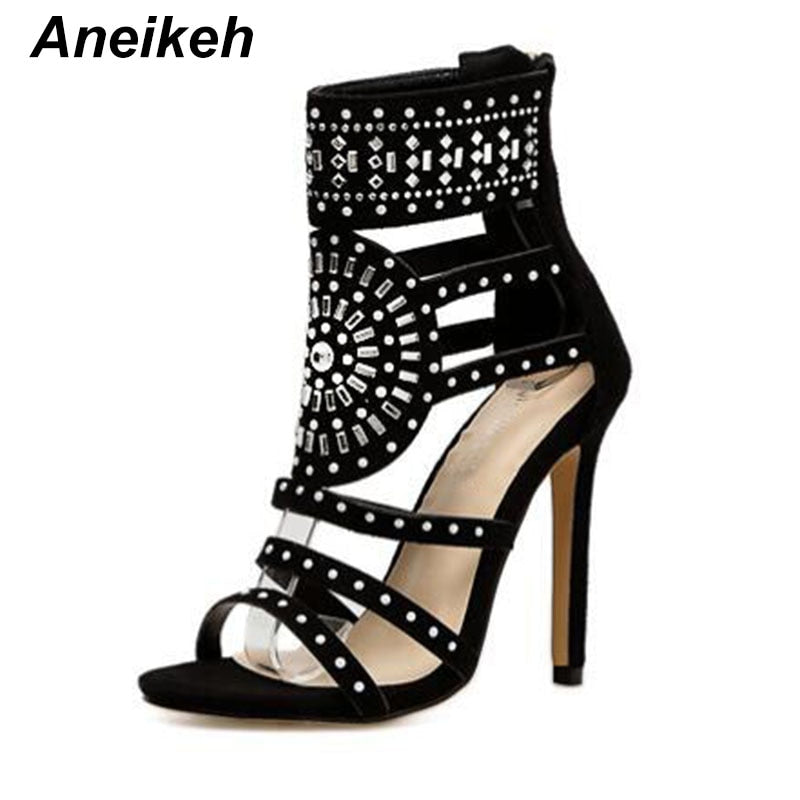 Aneikeh Rhinestone High Heel Sandals