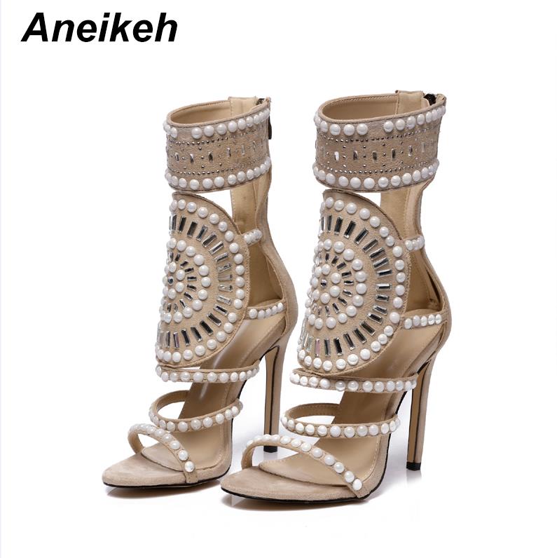 Aneikeh Rhinestone High Heel Sandals