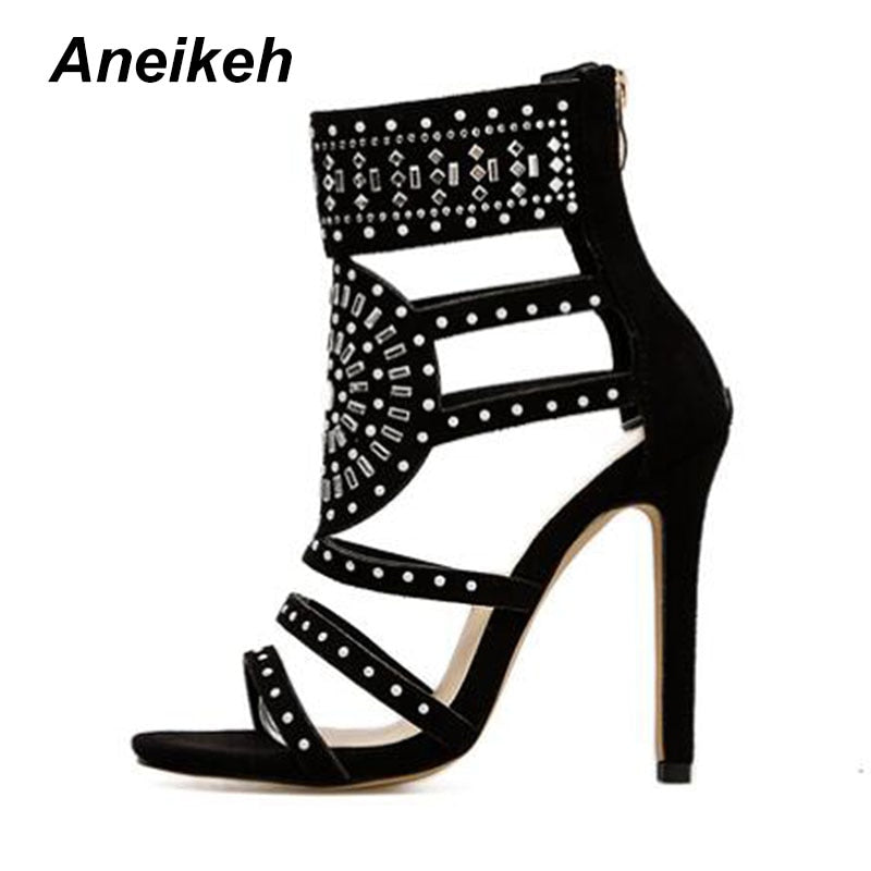 Aneikeh Rhinestone High Heel Sandals