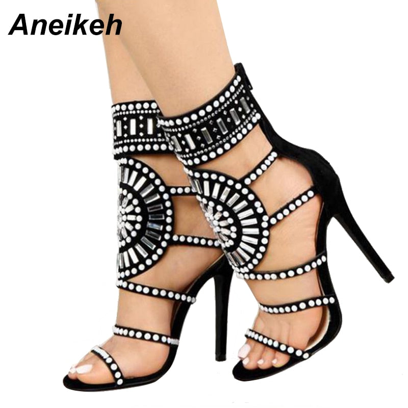 Aneikeh Rhinestone High Heel Sandals