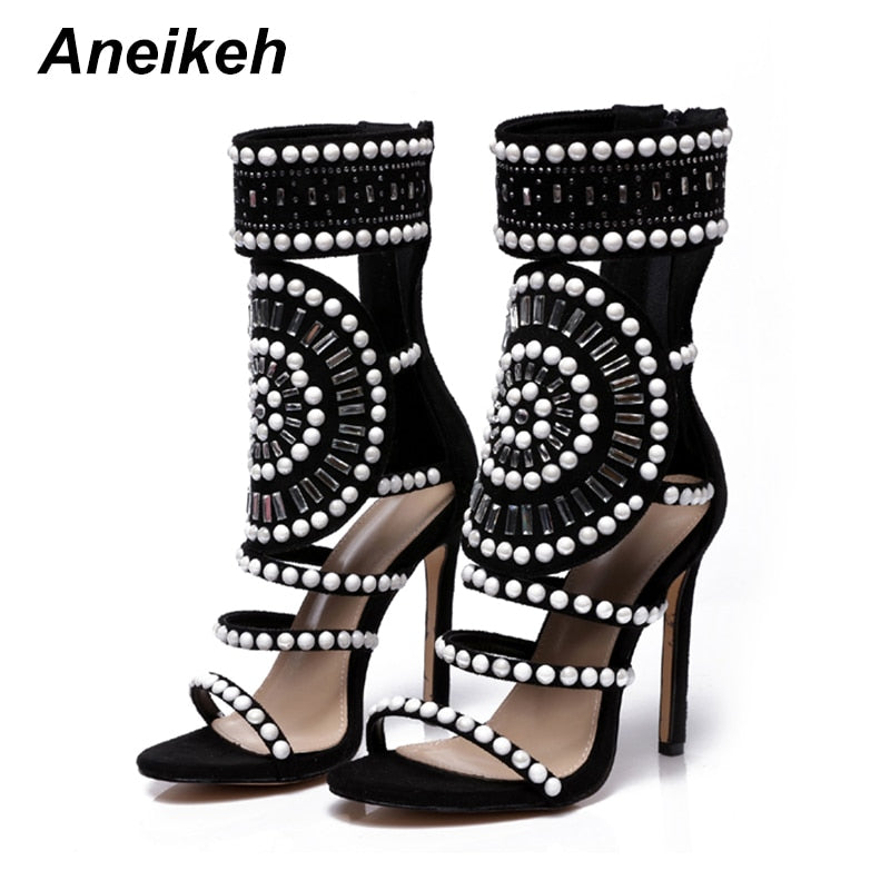 Aneikeh Rhinestone High Heel Sandals