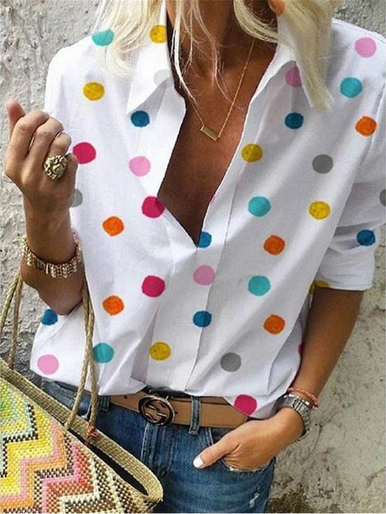 Polka Dot Long Sleeve Blouse