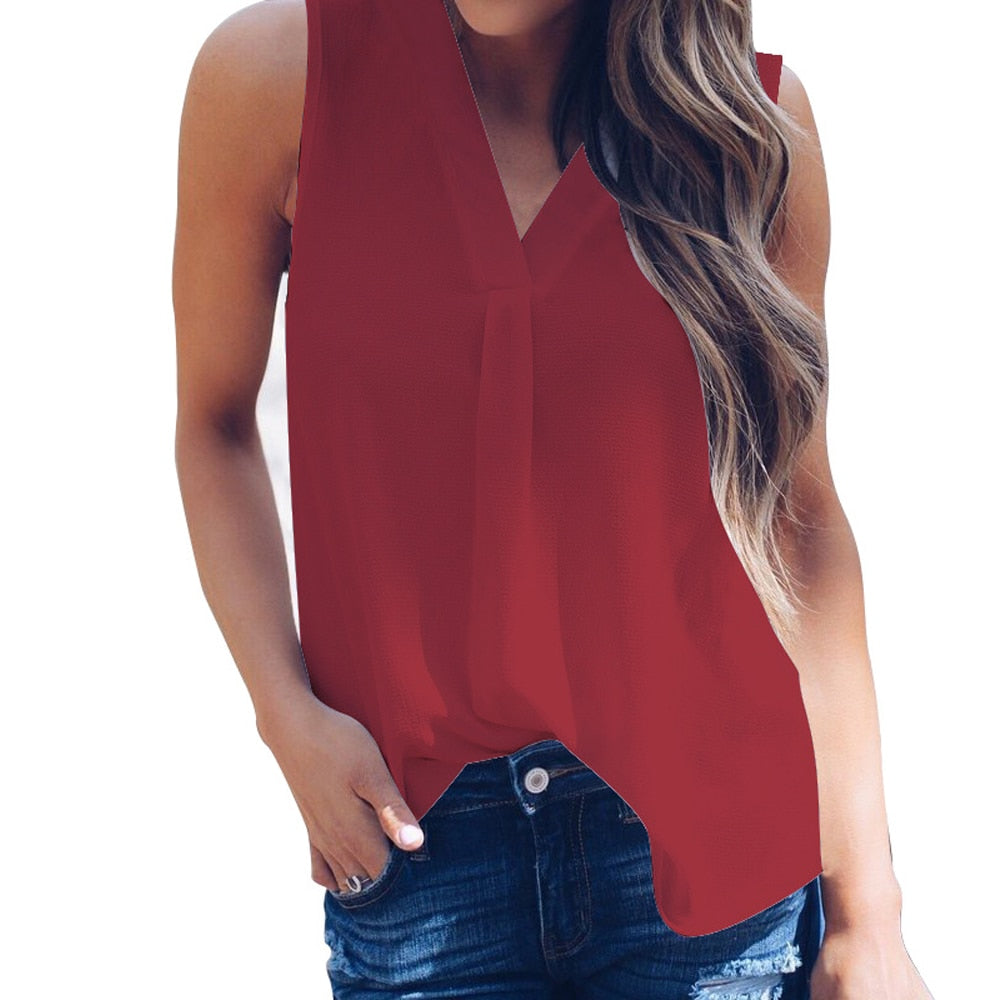 Chiffon V-Neck Blouse