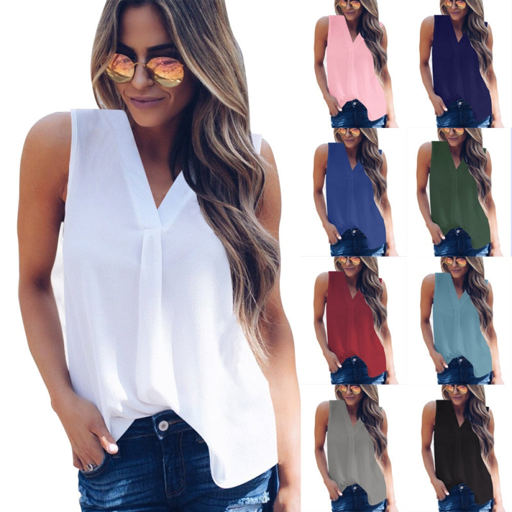 Chiffon V-Neck Blouse