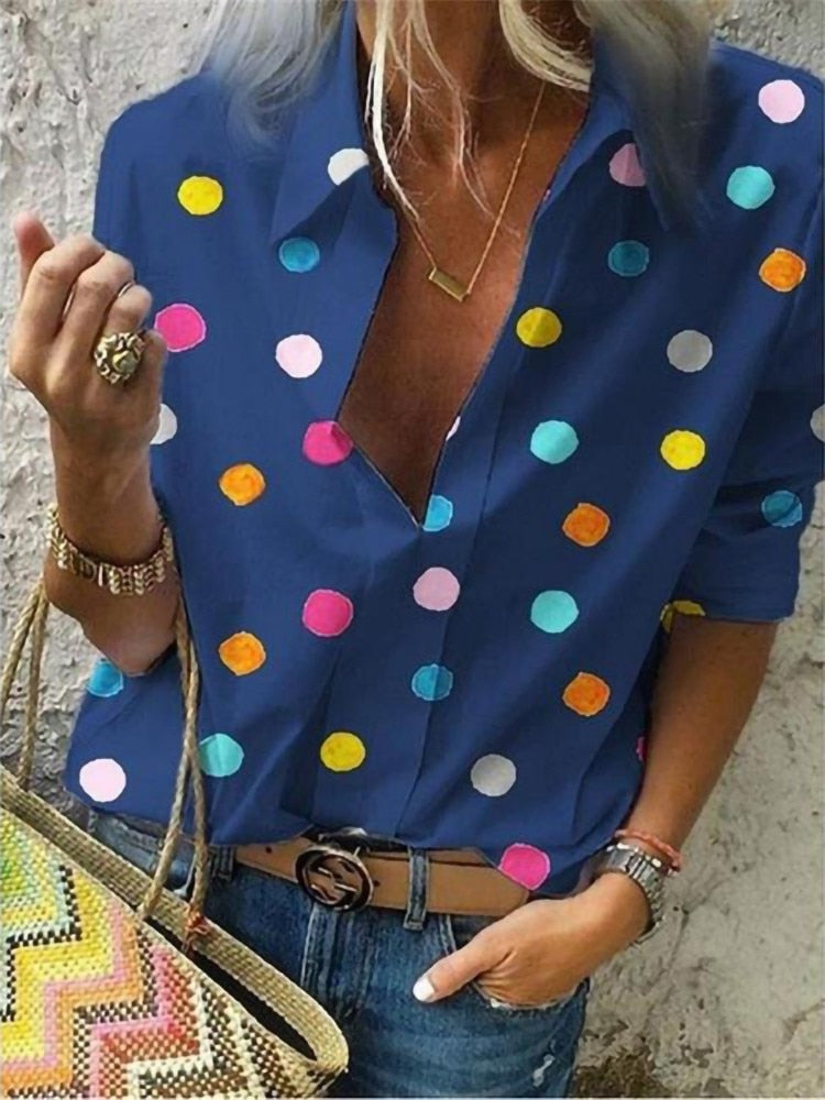 Polka Dot Long Sleeve Blouse