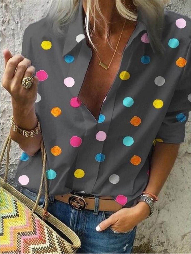 Polka Dot Long Sleeve Blouse