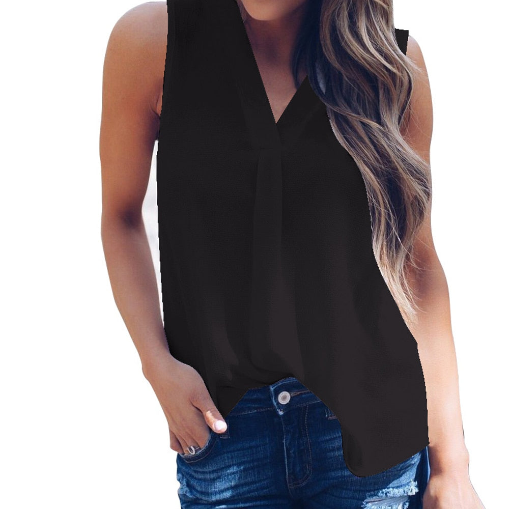 Chiffon V-Neck Blouse