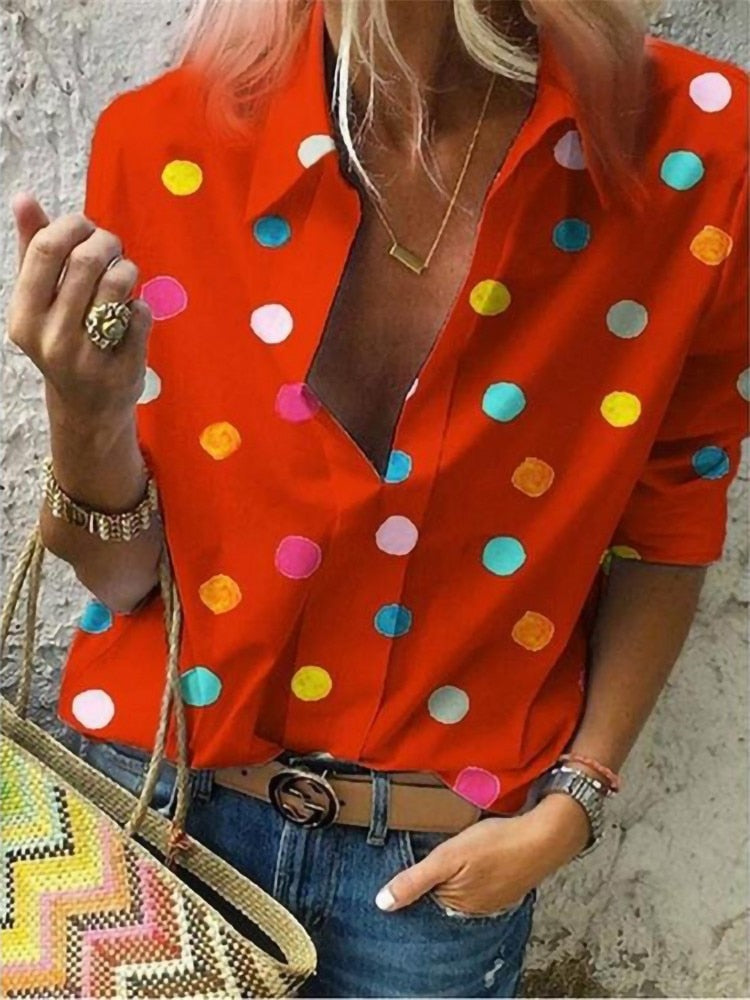 Polka Dot Long Sleeve Blouse